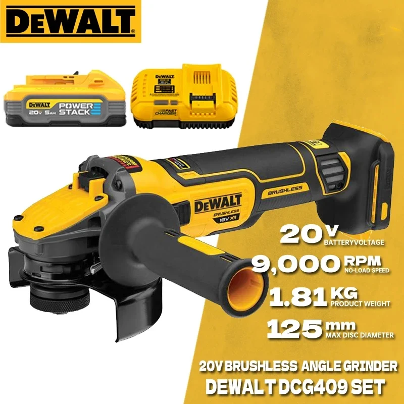 DEWALT DCG409 20V XR 125mm Angle Grinder With FLEXVOLT ADVANTAGE Brushless Cutting Machine Rechargeable Portable Polisher