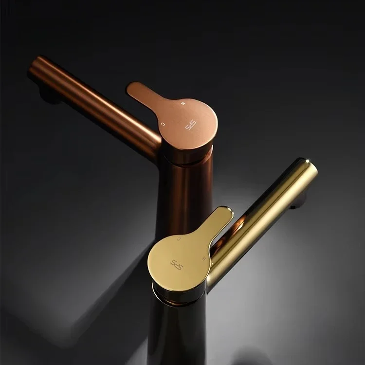 A8172 Modern Commercial Bathroom Faucet Brass Brushed Rose Gold Single Handle One Hole Sink Faucet Lavatory Vanity Sink Faucet