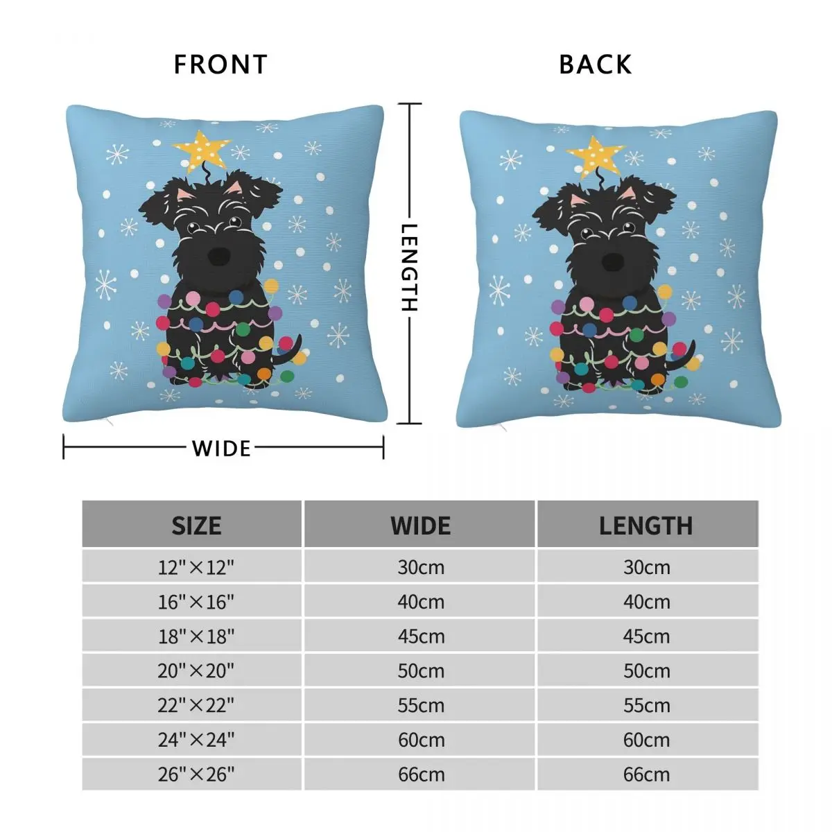 Miniature Schnauzer Christmas Tree Square Pillowcase Polyester Linen Velvet Printed Decorative Throw Pillow Case Room Cover