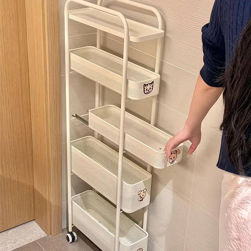 ‌Pull-Out Kitchen Cart‌  Heavy Duty Storage Organizer for Small Spaces with 360° Wheels & Thick Frame