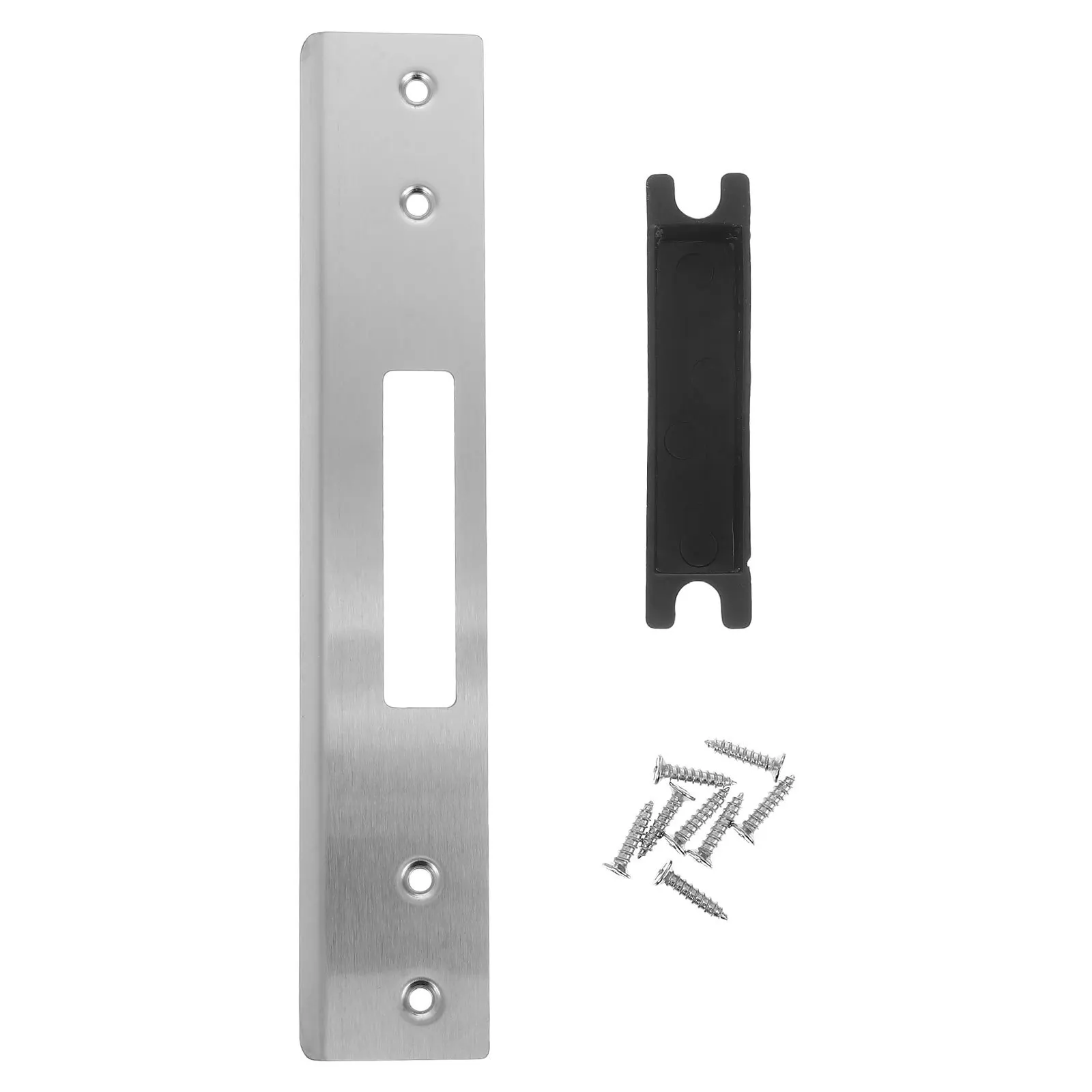 

1Set Heavy Duty Door Latch Strike Plate Anti Tamper Stainless Steel Security Plate for Interior Exterior Wooden Doors