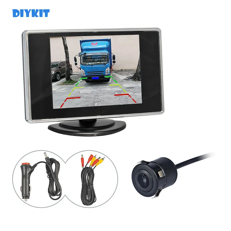 

DIYKIT Wired 3.5inch TFT LCD Car Monitor Waterproof Rear View Car Camera Reversing Camera Parking Assistance System