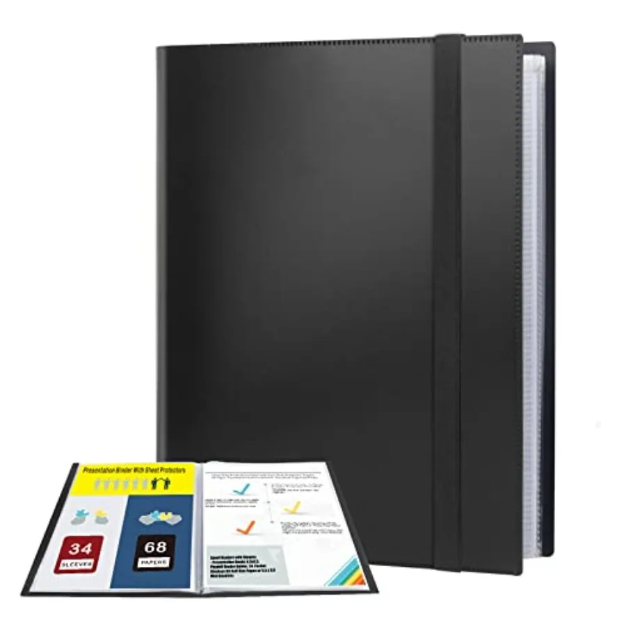 

Photo Album 5.5x8.5 Inch, Small Photo Album with Sleeves, 34-Pocket Displays 68 Half Size Pages, Mini Booklets Half Size Binder