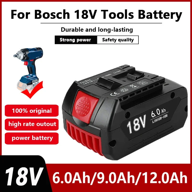 100% Original 18V 6.0/8.0/12.Ah Rechargeable Lithium Ion Battery for Bosch 18V 6.0A Backup Battery Portable Replacement BAT609