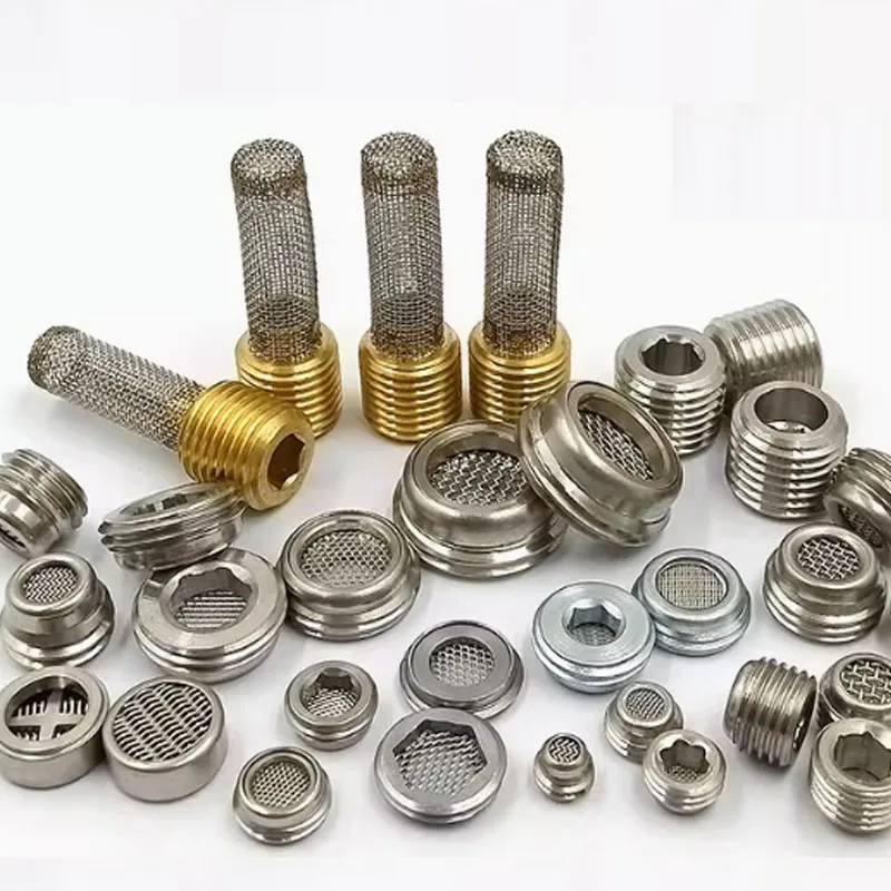 Filtro silenziatore di scarico a testa piatta con filettatura G in ottone Dispositivo di silenziamento cartuccia filtro antirumore filtro di impurità per la rimozione della riduzione del rumore