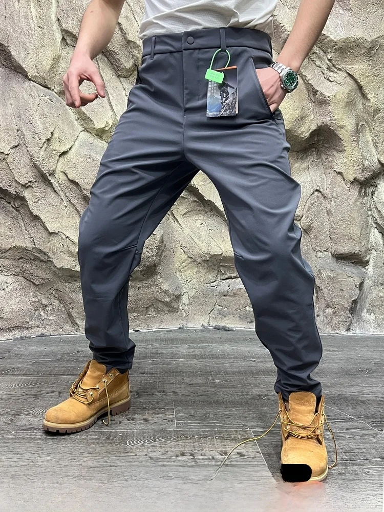 

Men's Outdoor Sports Fce Lined Soft ell Casual Pants Windproof Function 3D Tailoring Waterproof Autumn Winter Straight L...