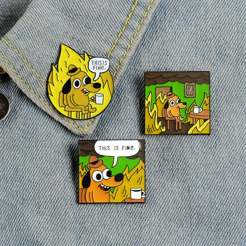 Cartoon Frage Hound Hund Broschen Emaille pins DIESE IST FEINE! Humor Meme Gunshow Webcomic Denim taschen Revers pin Comic schmuck