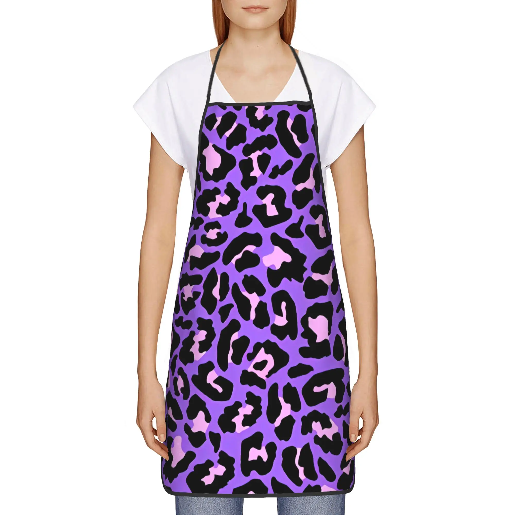 Rainbow Leopard Apron  Cooking Cute Kitchen Accessories Manicure Restraunt Aprons without Pocket