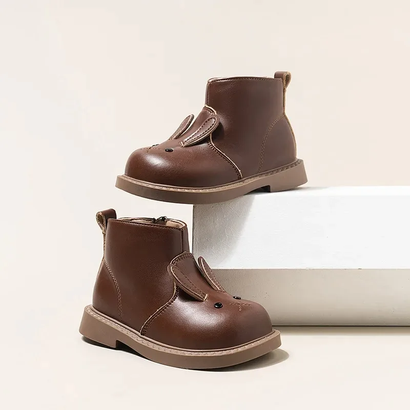 

Brand Girl Boot 2025 Winter New Women Boot Child Flat Shoe Cute Rabbit Boots Girl Fashion Bare Boots Girls Versatile Autumn Boot