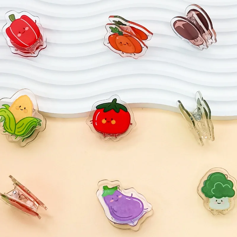 40pcs/lot Creative Vegetables Acrylic Clip Cute Photo Craft DIY Decoration Notes Letter Paper Clips Office School Supplies