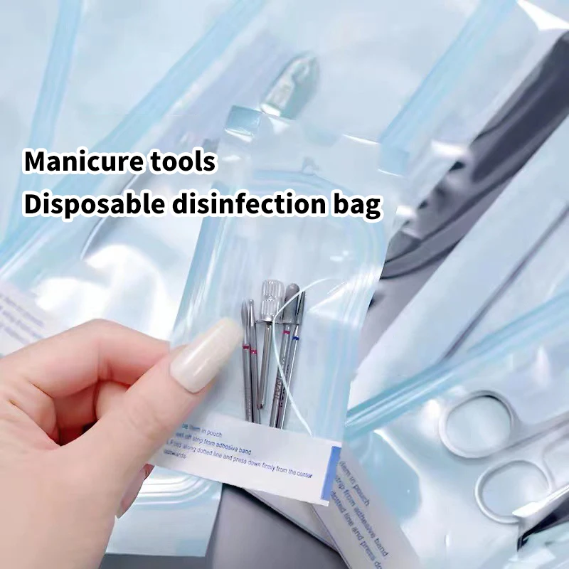 100pcs Self-sealing Sterilization Pouches Bags 3 Size Disposable Nail Art Tattoo Sterilization Accessories Nail Tool Storage Bag