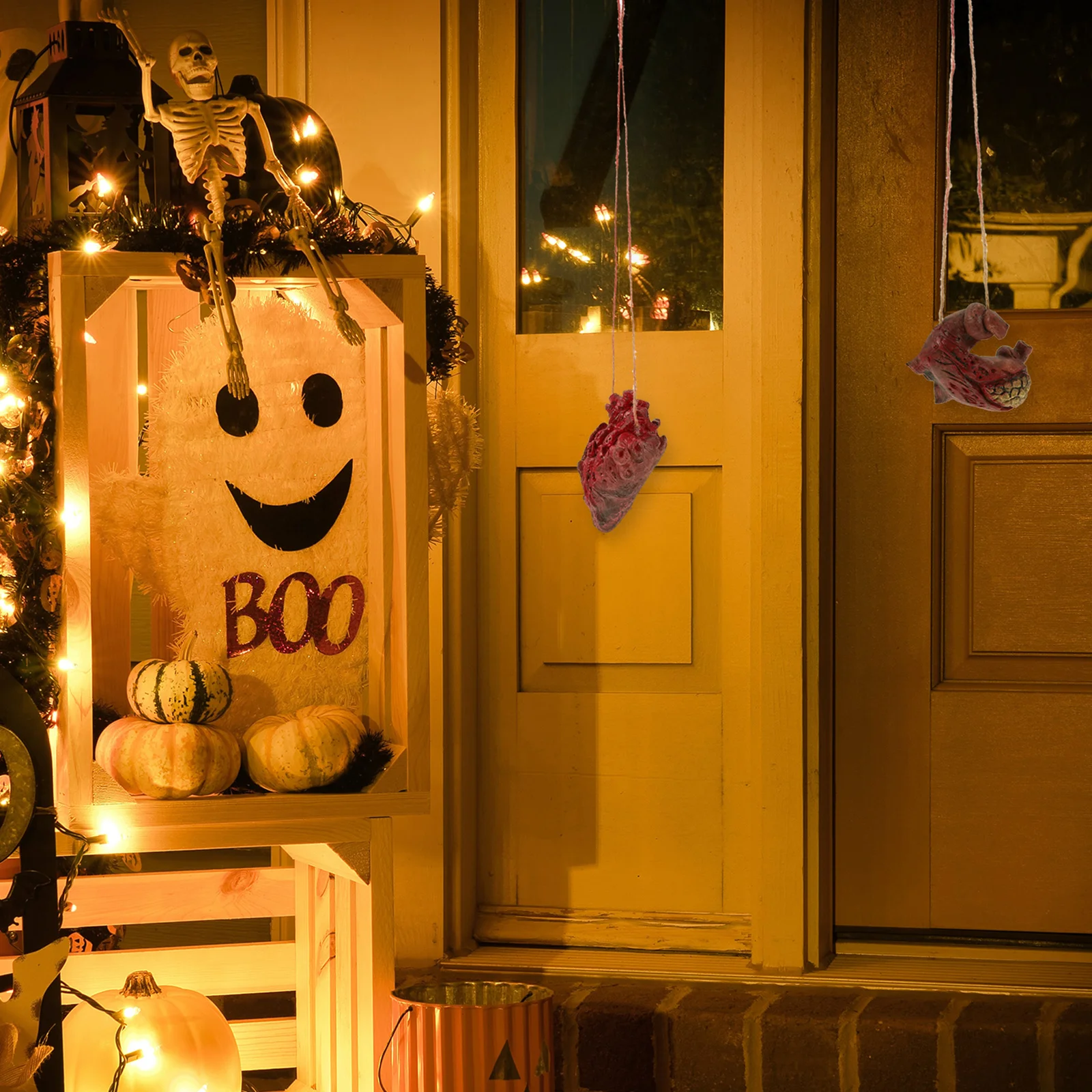 

4pcs Realistic Artificial Human Organs Hanging Decor For Halloween Party Haunted House Indoor Outdoor Wall Window Ceiling