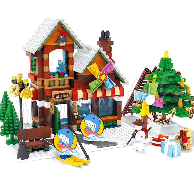 812 stücke Creator Expert Winter Dorf Spielzeug Shop Weihnachten Baum Holz Bank 25611 Bausteine Spielzeug Kompatibel Mit Modell