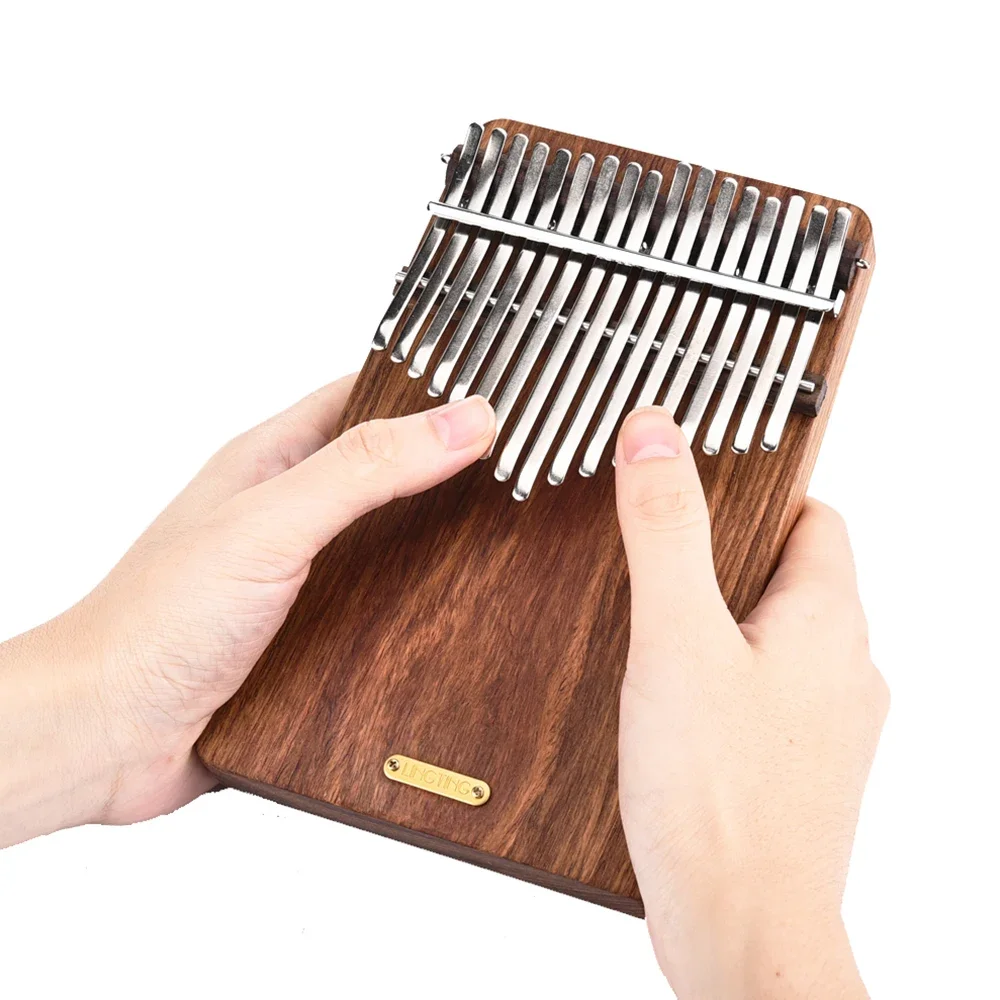 LINGTING 17key Portable Finger Piano Kalimba Mbira Sanza Solid Wood Material with Storage Bag Carry Case Music Book Sticker K17P