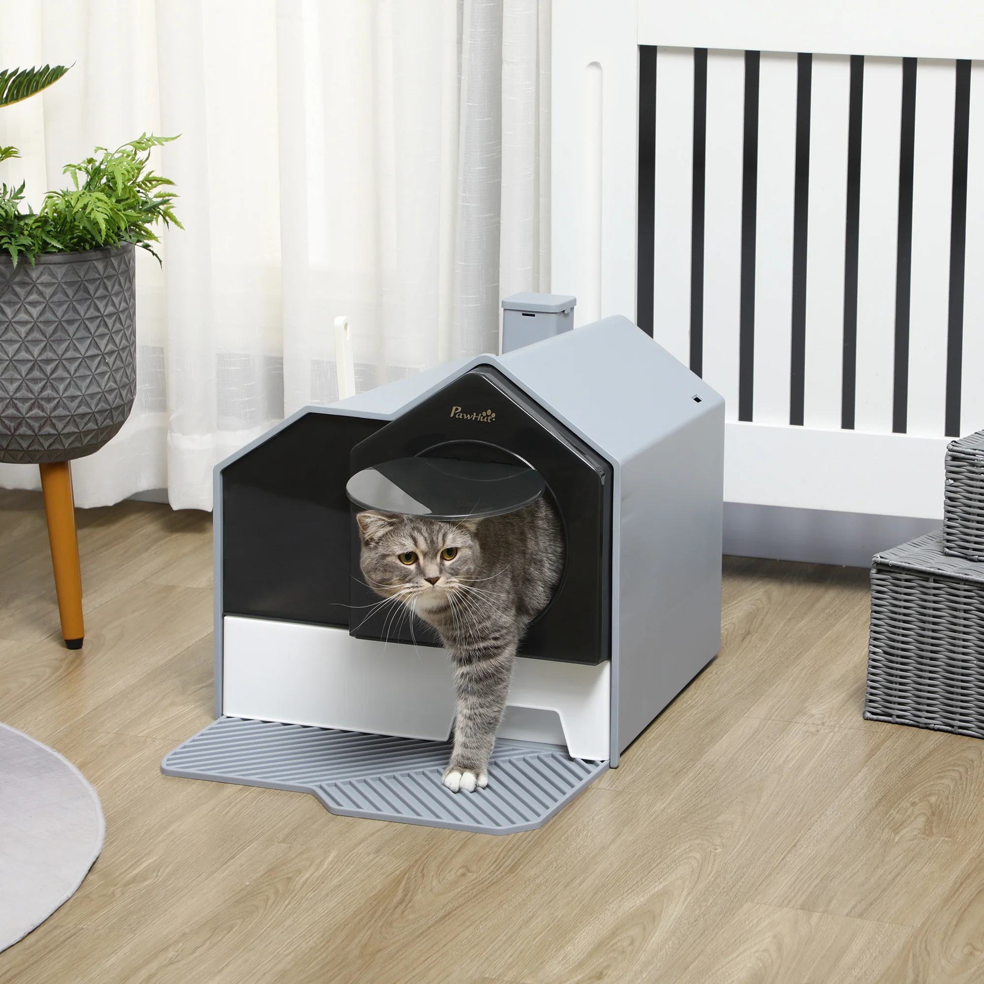 PawHut Arenero Cubierto para Gatos con Bandeja Extraíble Pala Filtro 47x45x42 cm