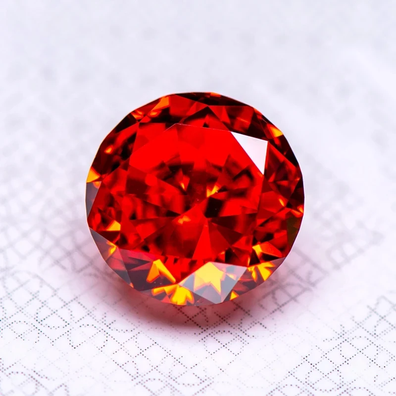 Cubic Zirconia Synthetic Gemstone 5A Grade Red Color Round Shape 4k Crushed Ice Cut Loose Lab CZ Stones Extremely Shiny Qualit