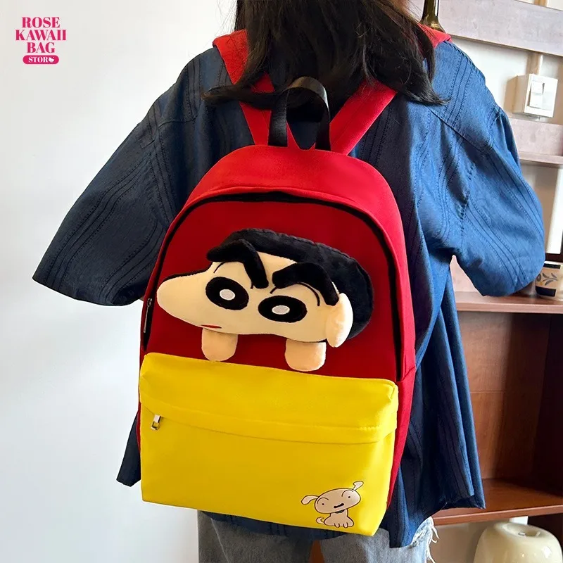 

Crayon Shin Chan Bag Kawaii Backpack Cartoon Anime High-Capacity Kawaii Bag Cute Red Girl's Heart Ins Backpack for Kid Schoolbag