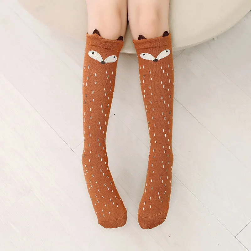 Baby Girls Knee High Long Socks Cotton Breathable Cartoon Soft Children Kids Sports Sock Students School Uniform Socks 3-12T