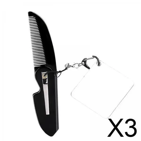 

Folding Pocket Comb Hairdressing Accessory with Acrylic Mirror Beard Grooming Portable Mini Comb for Men and Women Travel