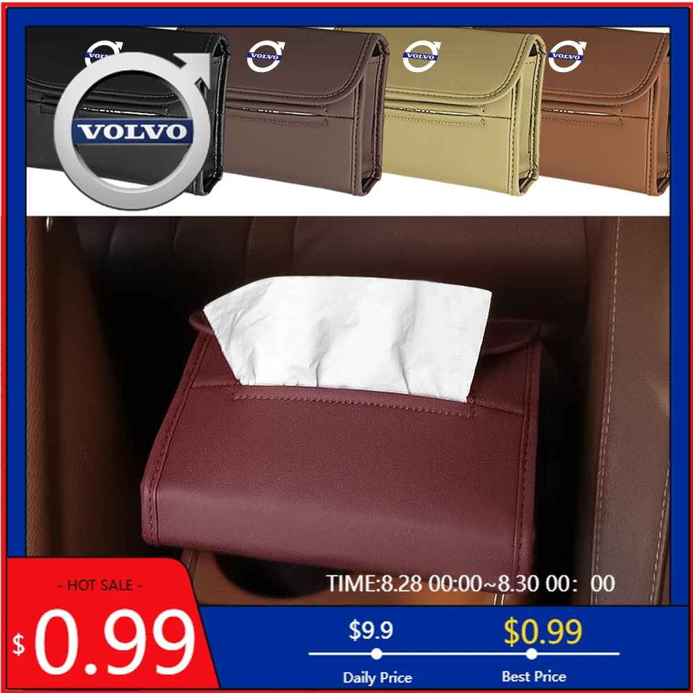 

Подстаканники 2026, горячая искусственная кожа, автомобильная коробка для салфеток, сумка для бумажных полотенец, подвесное хранилище, автоаксессуары для Volvo XC90 XC60 V90 D5 S90 S