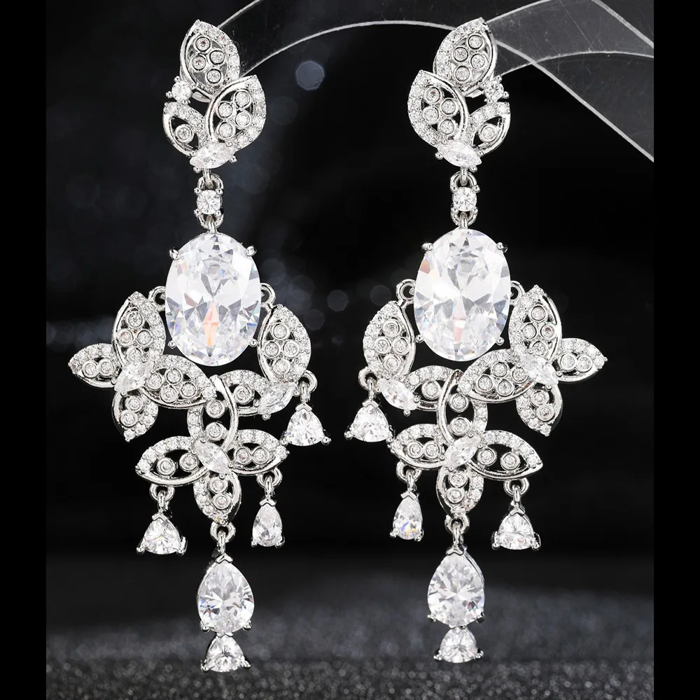 

Missvikki Rhinestone Drop Dangle Earrings Party Accessories Fashion Shiny Large Size Crystal Statement Earrings Wedding Jewelry