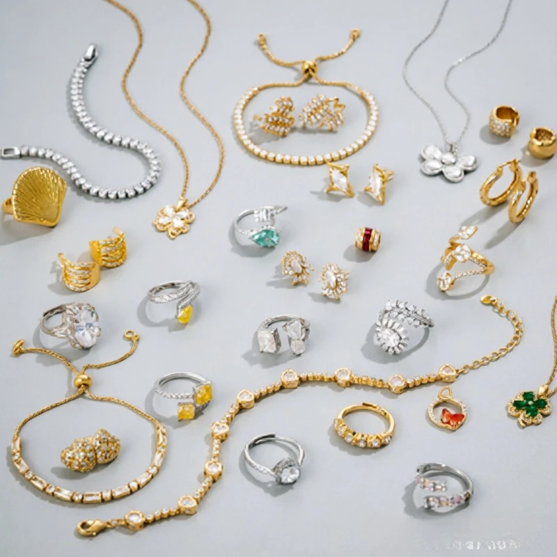 Random 1/10/20/50 Pieces Casual Jewelry Set Women Necklace Earrings Rings Small Bracelets Daily Accessory