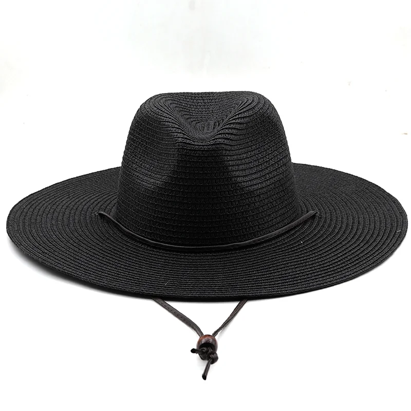 10.5CM Brim Big Straw hat For Women men Jazz Fedoras Cooling Sun Hats Summer Breathable Elegant Ladies Party Hat Wholesale