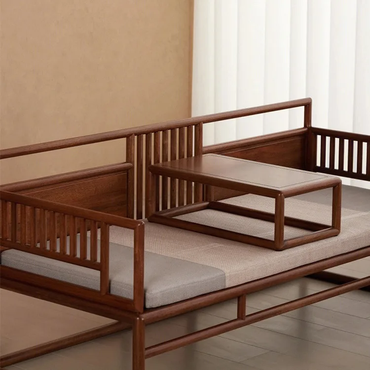 Novo estilo chinês, olmo antigo, cama zen, sofá, combinação, moderno, simples, móveis