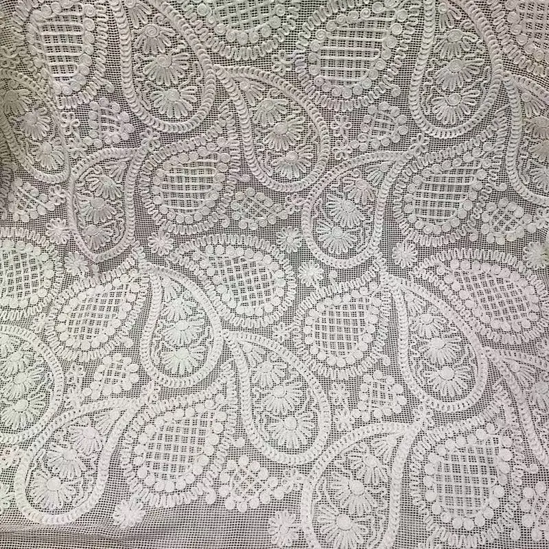 3D Floral Cotton Hollow Mesh Embroidery Lace Fabric Retro Women's Dress Children Clothing Handmade Sewing Fabric