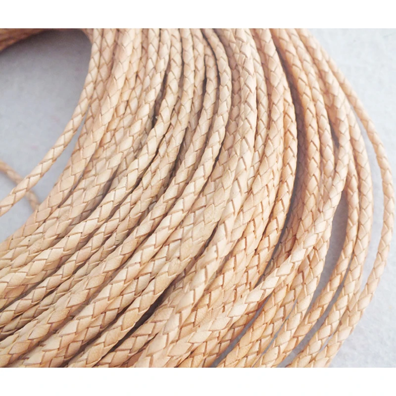 

50m/lot 3mm Exquisite fashion Natural braided cord Genuine Leather Cord Fit Jewelry Making