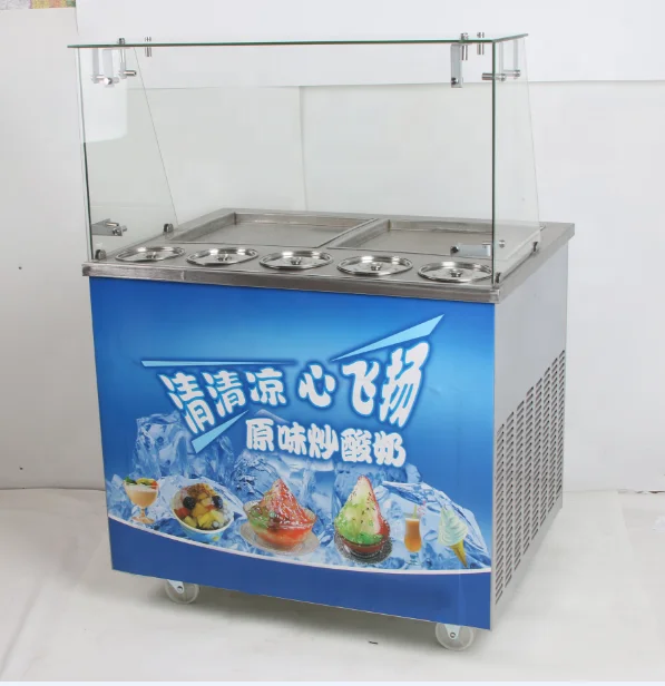 Ice Cream Roll Equipment/Factory Supply Square Round Pan Fried Yogurt Machine/Thailand Fry Ice Cream Pan