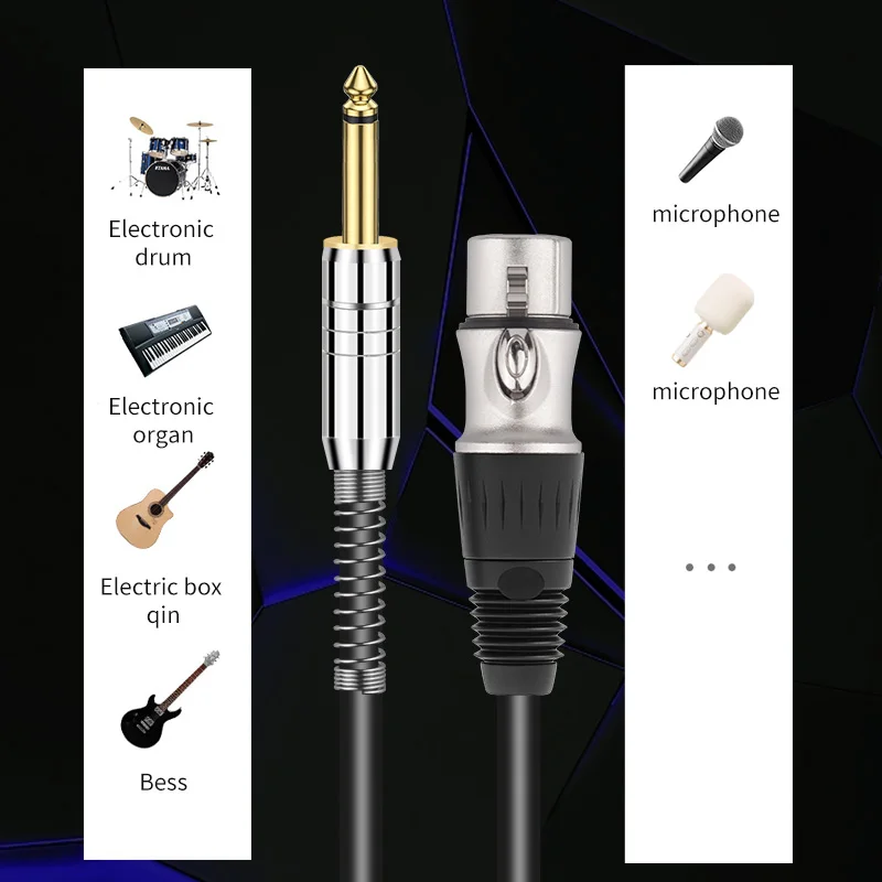 RUZUO HIFI Microphone Cable XLR 3-Pin to Jack 6.5mm  Aux Cable 6.5 mm to XLR Female Plug For Speaker Mixer Amplifier 1M 2M 3M