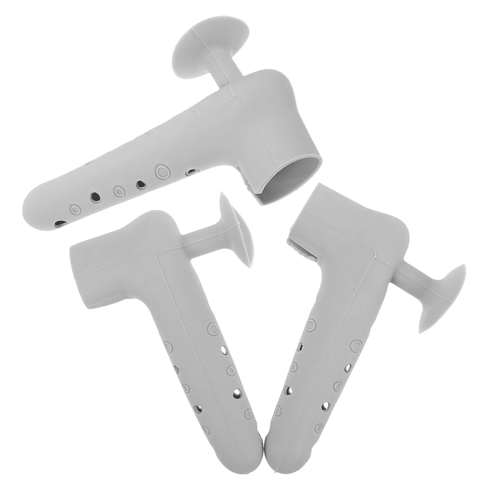 

3pcs Silicone Door Handle Covers Grey For Home Office Kitchen Wardrobe Bathroom Door Knob Protectors With Suction Cup Stopper