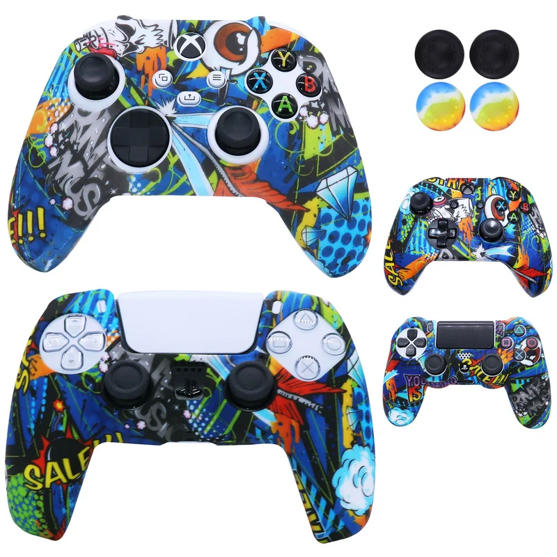Capa protetora para ps5 ps4 controlador pele silicone joystick gamepad capas para xbox uns s/série s x controlador capa de pele
