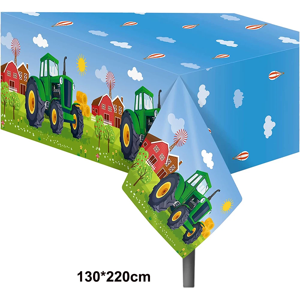 Farm Green Tractor Party Happy Birthday Banners Plates Napkins Tablecloths Farm Themed Birthday Party Supplies Decors