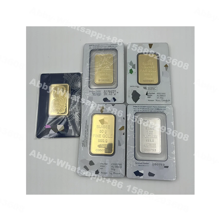 

1oz/2.5g/5g/10g/20g/50g/100g gold Bar 24k Gold Plated Bullion Ingot (Sealed packing) Non-magnetic Unique Serial number collect