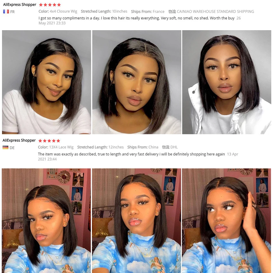 Straight Bob 13x4 Lace Frontal Wig Lace Short Bob Human Hair Wigs Glueless 4x4 Straight Bob Closure Wig 13x1 T Part Lace Wigs