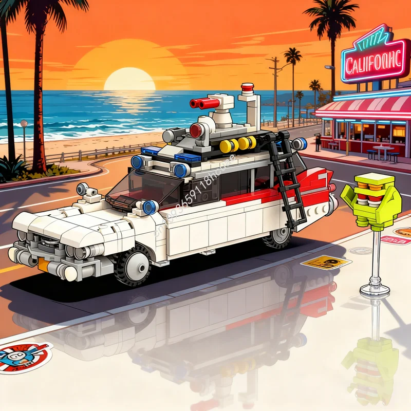 

550pcs MOC ECTO 1 Ghostbustersed Model Building Blocks Architecture Assemble DIY Toy Idea Education Christmas Gifts Brick Kids