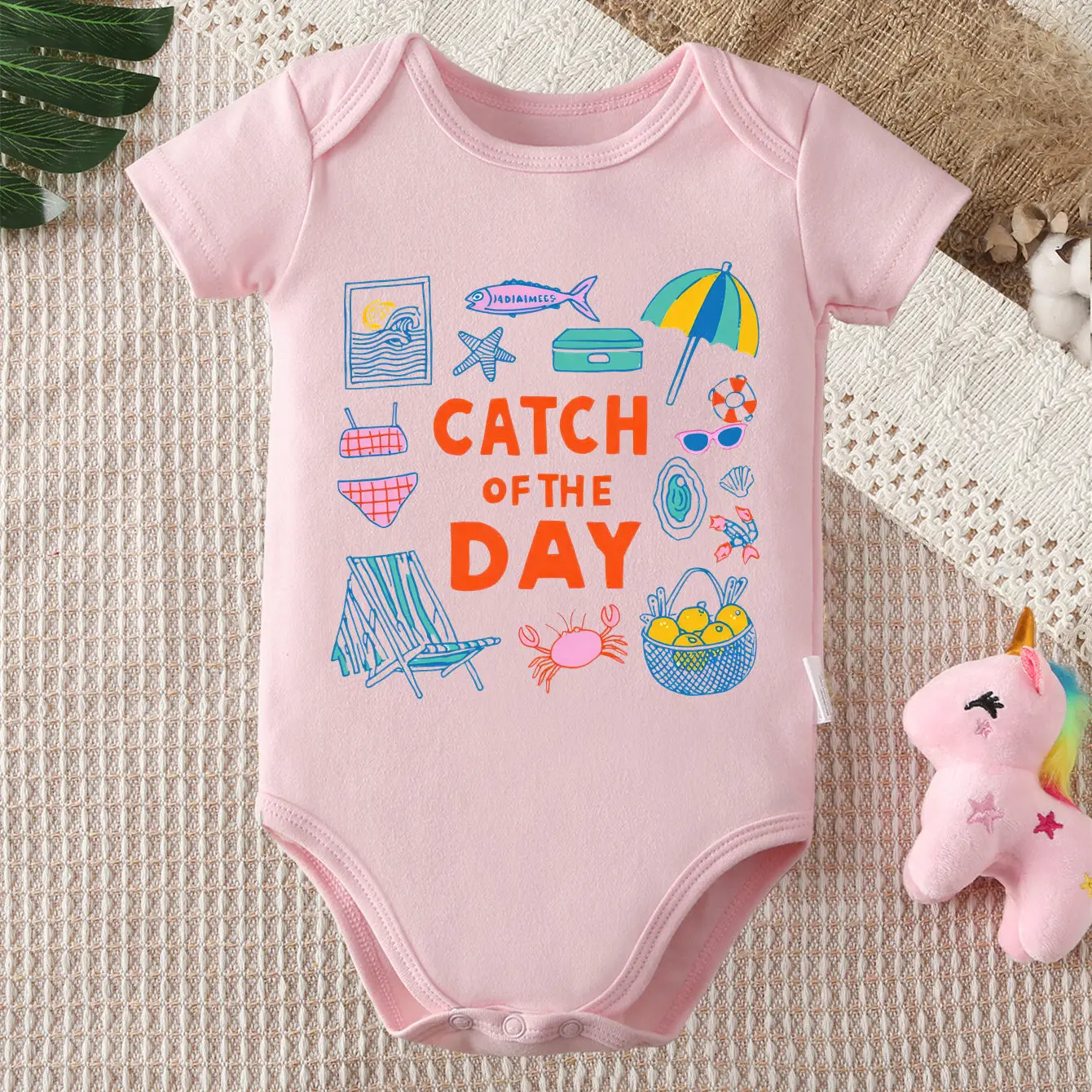 100% Cotton Onesie Summer Time Hello Sunshine Print Bodysuit Comfortable Cloth for Baby Jumpsuit for 0 To 12 Months Newborn