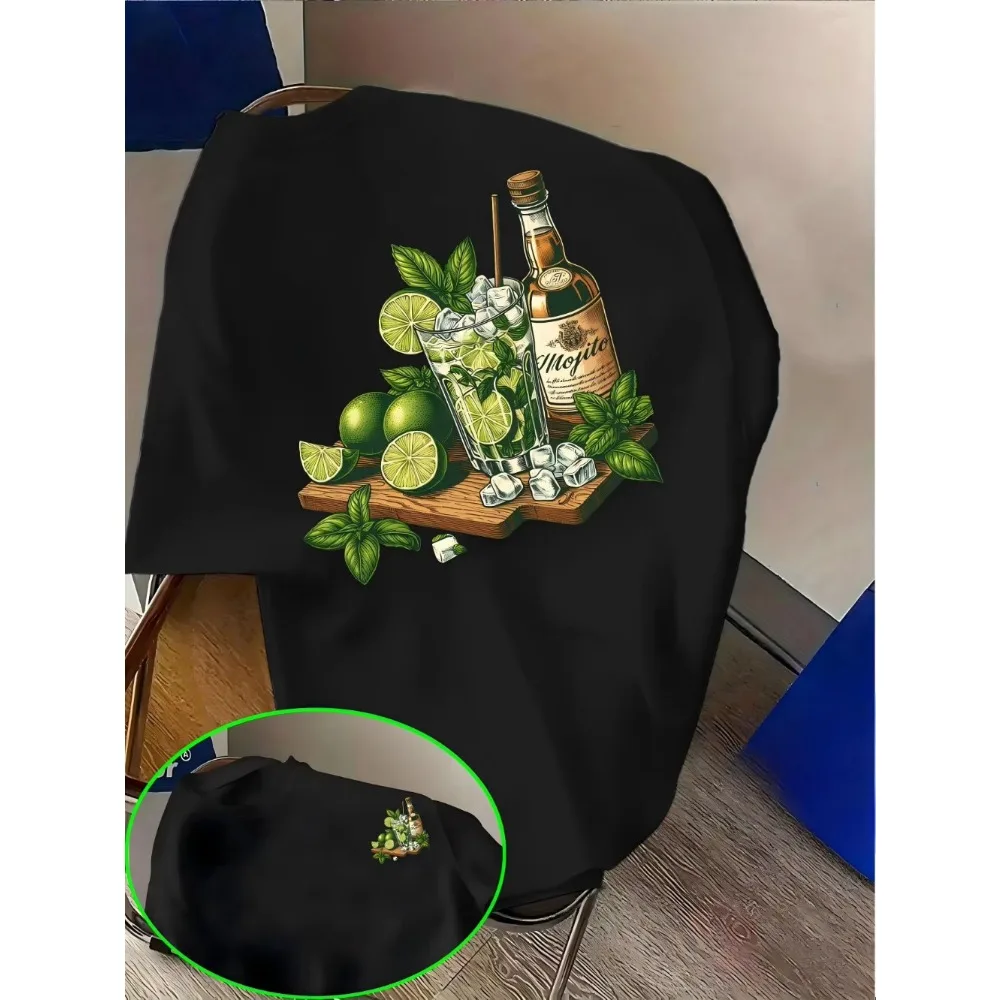 Mojito Cocktail Graphic T-Shirt Women Men Summer Short Sleeve Lime Mint Printed Loose Tops Casual Beach Party Streetwear Tees