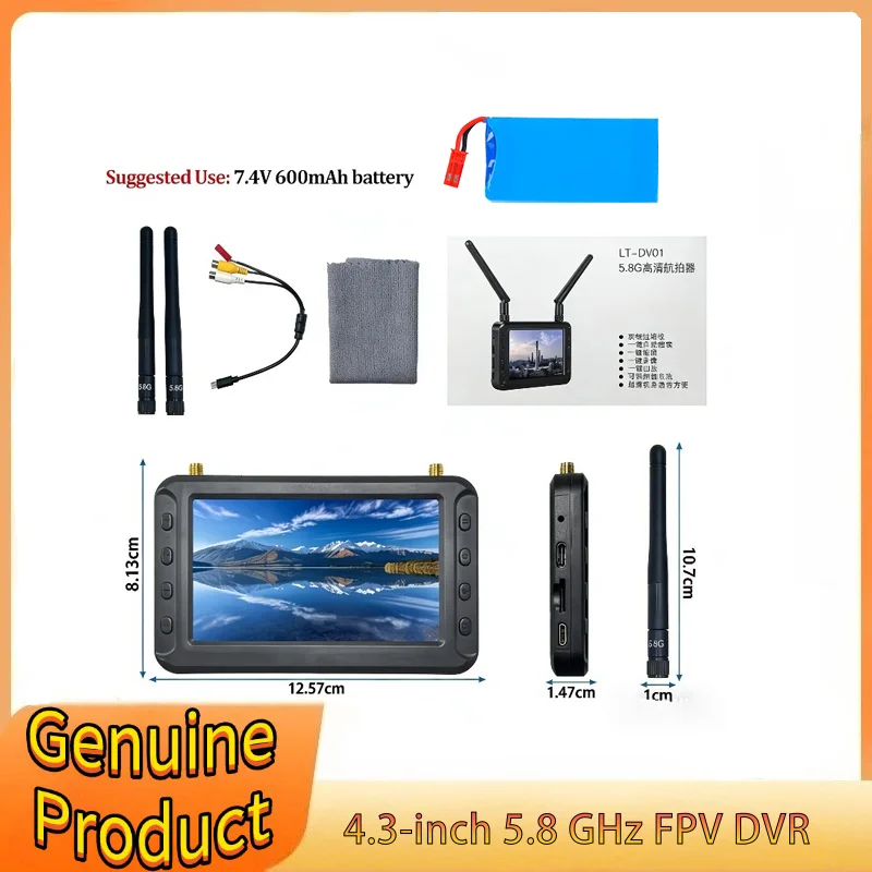 

4.3Inch 5.8G FPV DVR Monitor LCD Screen 800x480 Dual Receiver for RC FPV Drone Quadcopter Racing Long Range