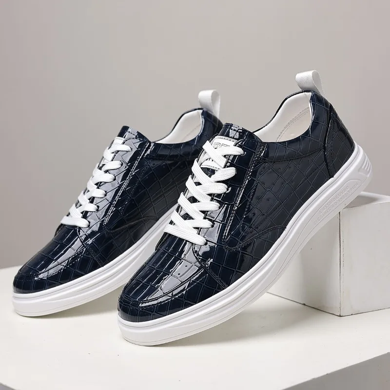 Classic Male Low Top Skate Shoes Leather Lace Up Platform Thick Soles Casual Daily Wear Comfort Non Slip Men Fashion Sneakers