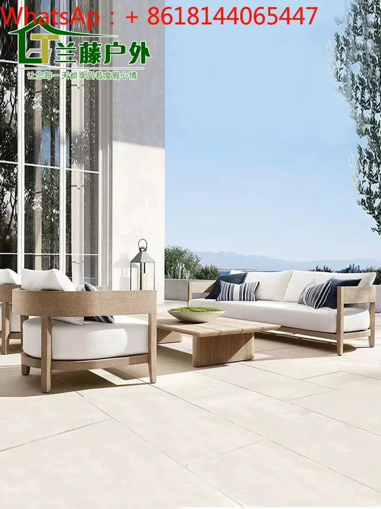 

Outdoor teak sofa courtyard garden outdoor hotel furniture combination balcony leisure bed and breakfast sofa