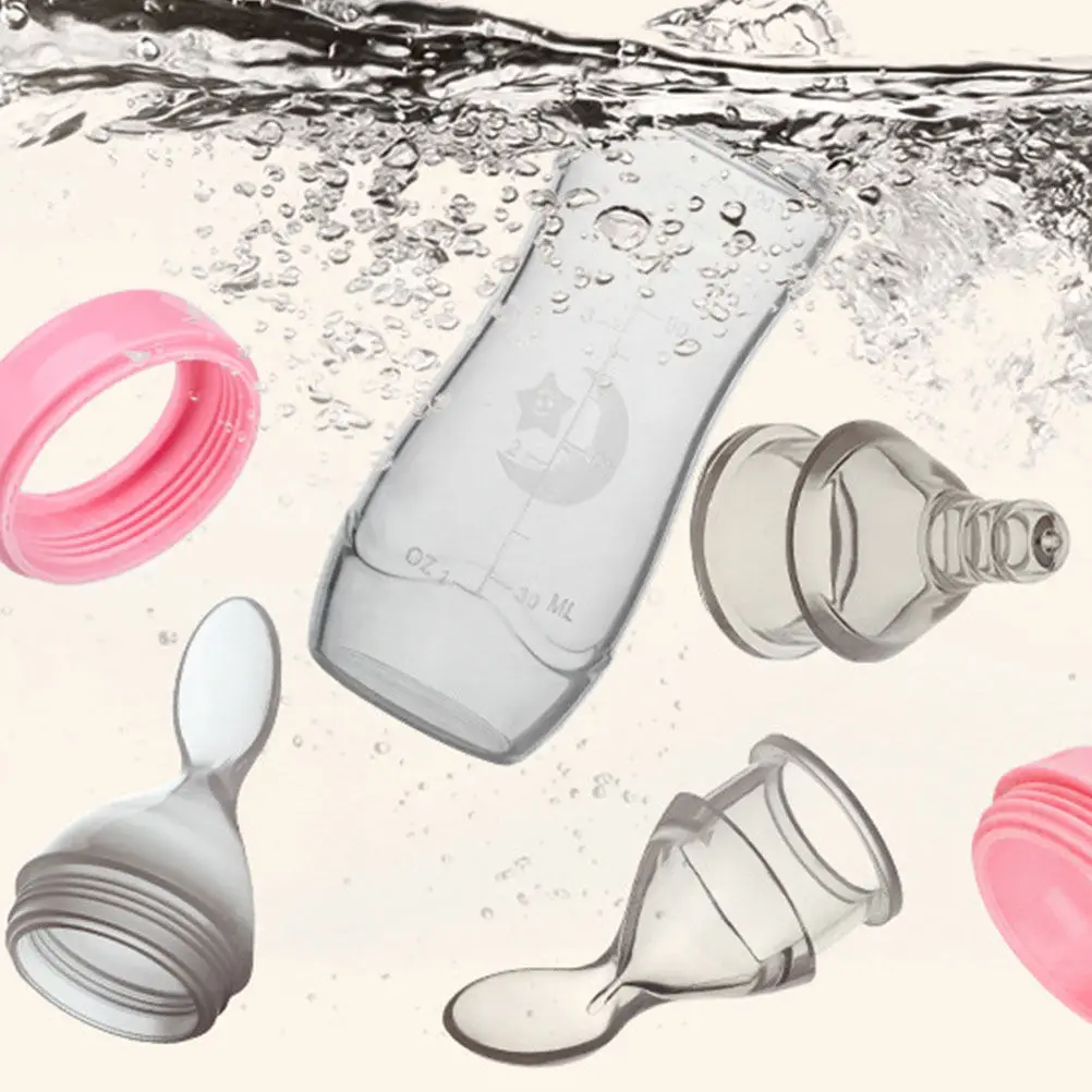 

3Pcs Silicone Baby Feeding Bottles Head Nursing Bottles Infant Feeder Juice Medicine Portable Lightweight Travel