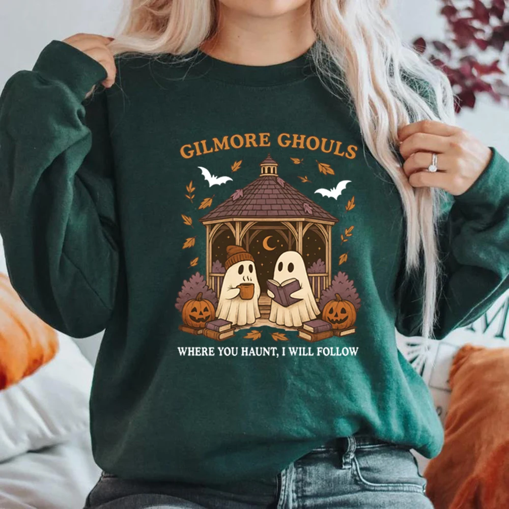 Gilmore Ghouls Sweatshirt Cute Ghost Halloween Sweatshirt Unisex Graphic Hoodies Spooky Fall Shirt Casual Long Sleeve Pullovers