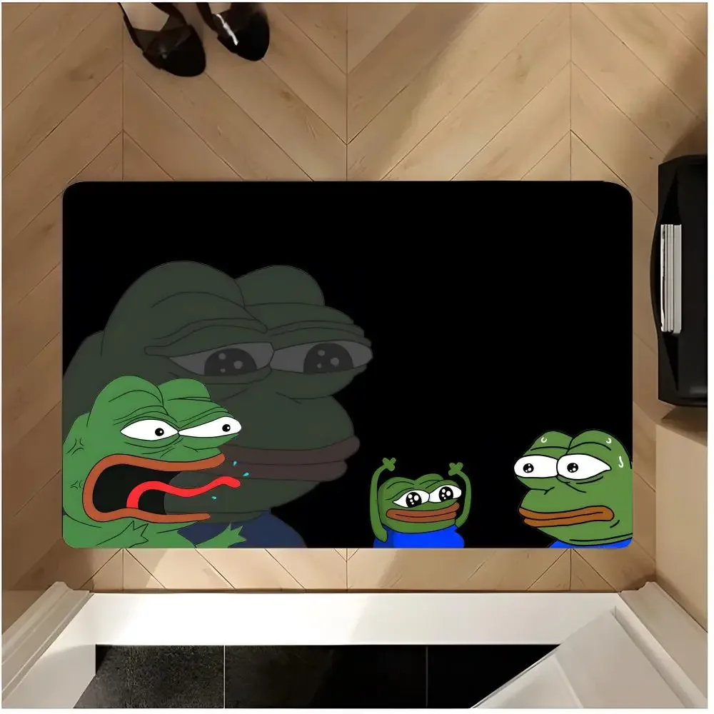pe internet meme frog cartoon P-Pepe Floor Mat Washable Absorbent Flannel Door Mat Non-Slip Indoor Floor Rug