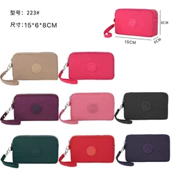 Canvas Coin Purse Women Wallet Solid Color Three Layer Zipper Clutch Bag Key Lipstick Money Phone Storage Bag Credit Card Holder