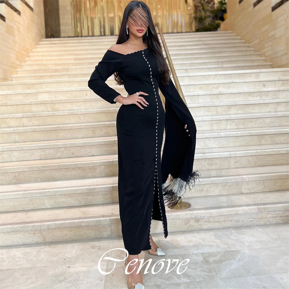 

Cenove 2024 Arab Dubai Off The Shoulder Prom Dress Ankle-Length With Full Sleeves Evening Fashion Elegant Party Dress For Women