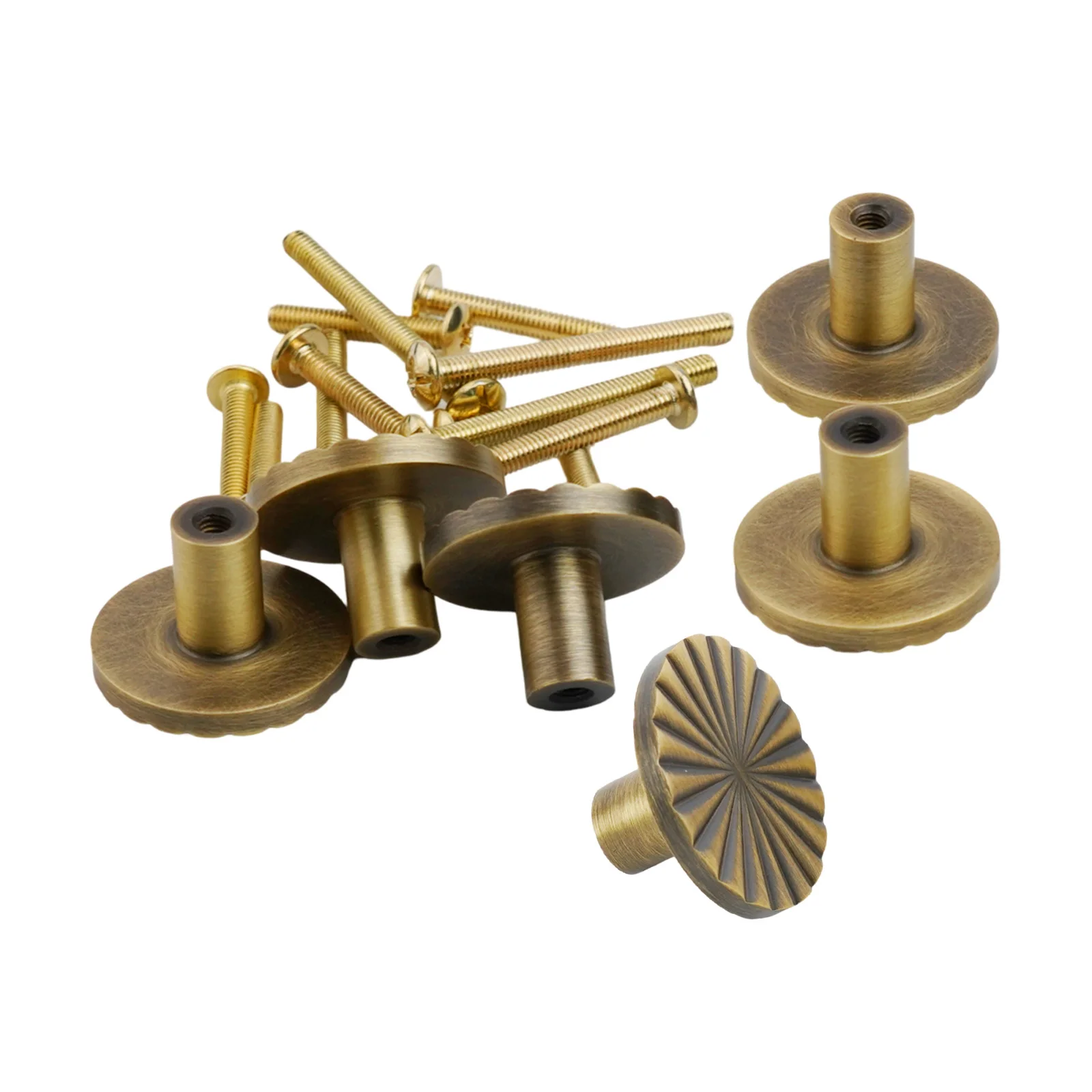 6pcs Antique Drawer Handles Cabinet Pulls Round Flower Design Handles Furniture Handles Wardrobe Knob Cupboard Door Hardware