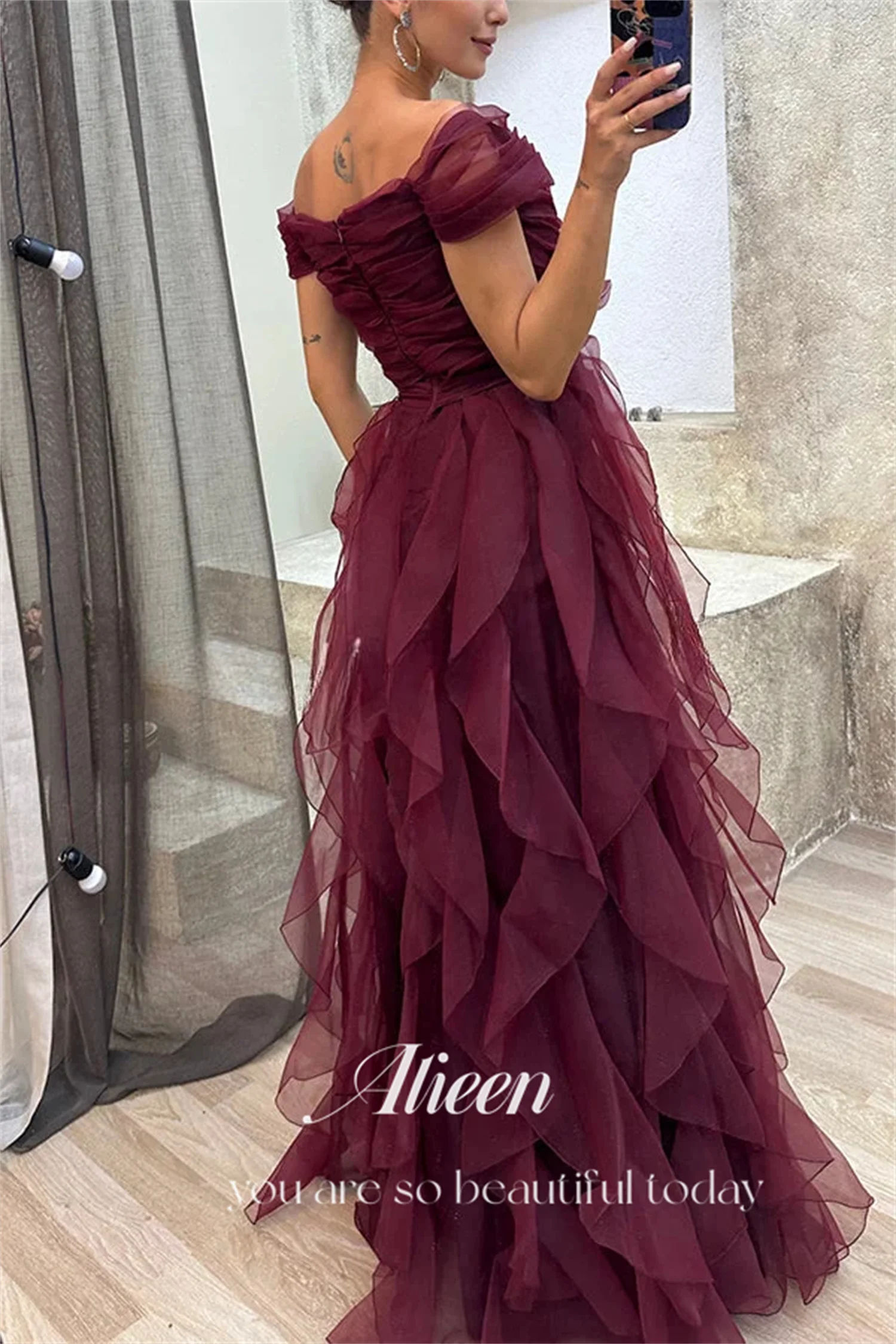 Aileen Grace Multi-layer Orange Color Short Sleeves Elegant Evening Dresses for Women Luxury Prom Dress 2024 Customized Wedding